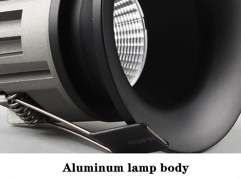 Dimmable LED COB Spotlight Ceiling Lamp AC85-265V 7W 12W 15W 18w Aluminum Recessed Downlights Round