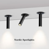 Black/White Long Tube Led Downlight 12W Recessed LED Spotlight Angle Rotatable Ceiling Light Indoor Lighting For Kitchen Bedroom