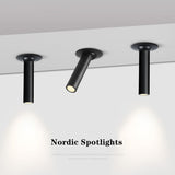 Black/White Long Tube Led Downlight 12W Recessed LED Spotlight Angle Rotatable Ceiling Light Indoor Lighting For Kitchen Bedroom