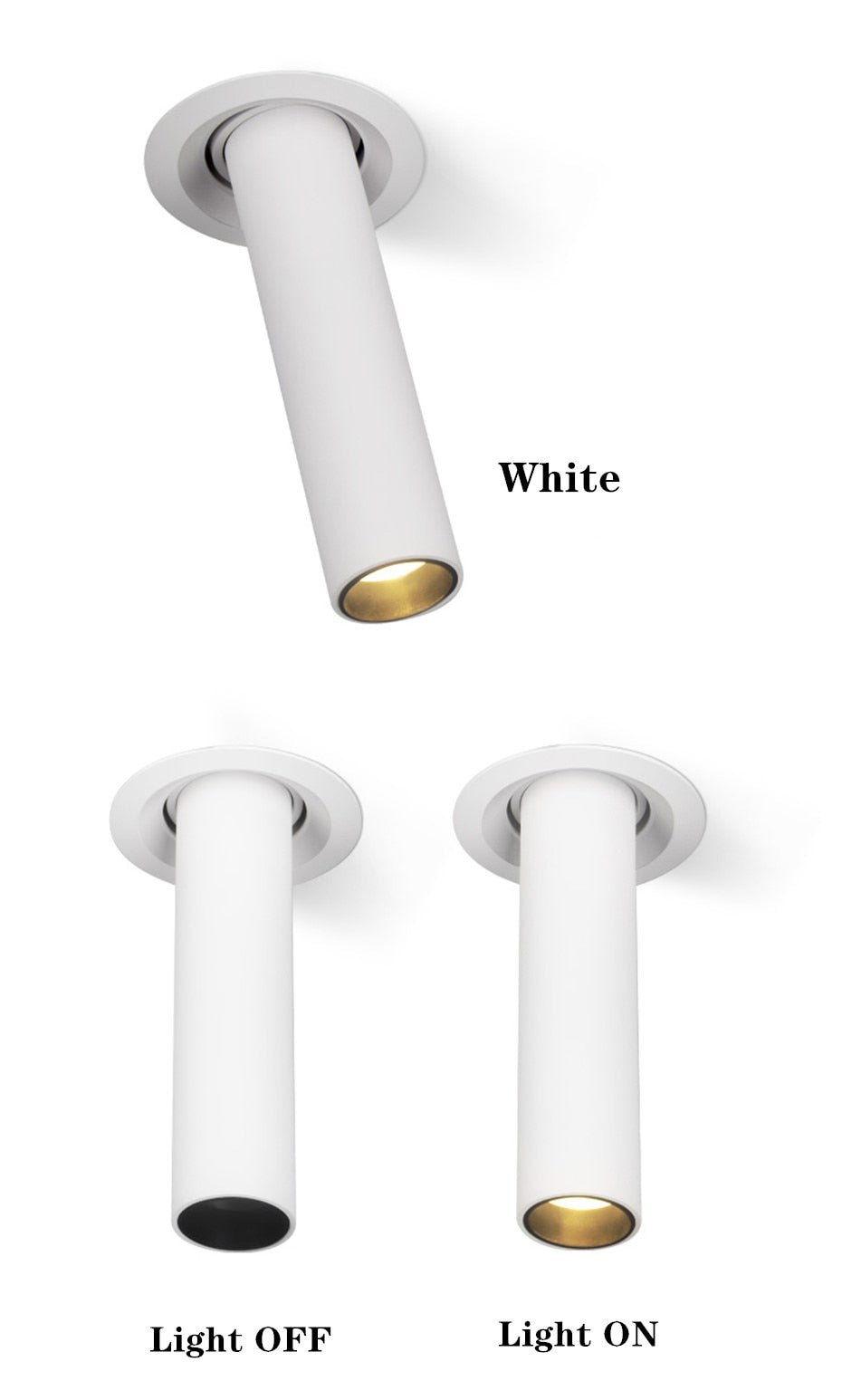 Black/White Long Tube Led Downlight 12W Recessed LED Spotlight Angle Rotatable Ceiling Light Indoor Lighting For Kitchen Bedroom