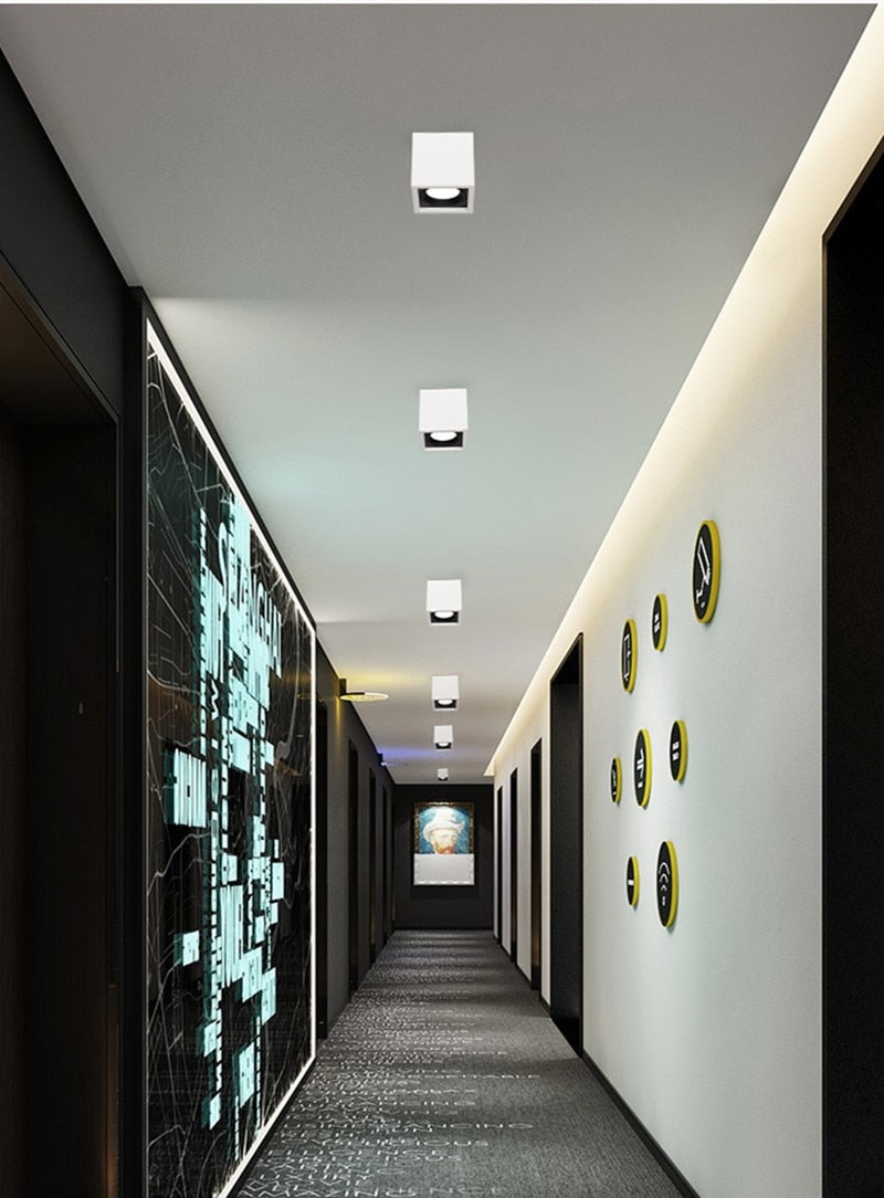 Square COB LED dimmable Downlights 10W 15W 20W 30W Surface Mounted LED Ceiling Lamps Spot Light LED Downlights AC85V-265V