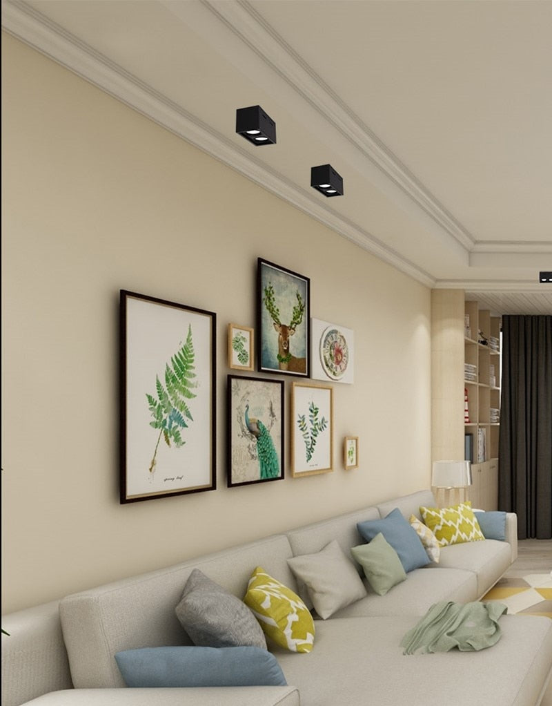 Square COB LED dimmable Downlights 10W 15W 20W 30W Surface Mounted LED Ceiling Lamps Spot Light LED Downlights AC85V-265V