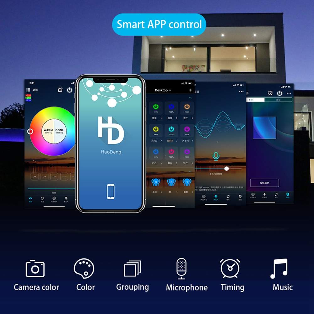 Bluetooth LED Downlight Dimming Smart APP Control Embedded Indoor Lamp for Home Lighting 5W 9W 15W RGBCCT