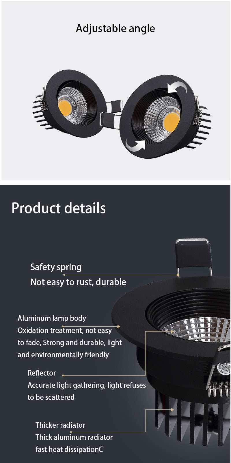 QIUBOSS Recessed LED Downlights Dimmable for Living Room 220V LED Spotlights LED Ceiling Lamps 7W 15W Lighting Light for Bedroom 3000K