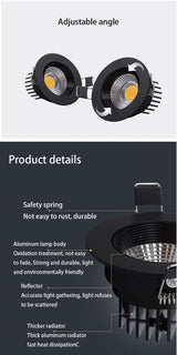 QIUBOSS Recessed LED Downlights Dimmable for Living Room 220V LED Spotlights LED Ceiling Lamps 7W 15W Lighting Light for Bedroom 3000K