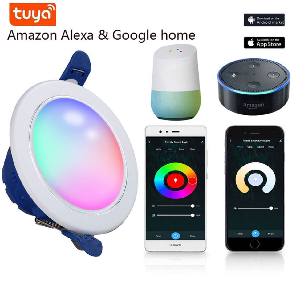 Tuya Wifi Smart Downlight Remote Mobile App Control Timing Dimming AC85-265V 6W Toning Compatible With Alexa Google Home