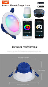 Tuya Wifi Smart Downlight Remote Mobile App Control Timing Dimming AC85-265V 6W Toning Compatible With Alexa Google Home