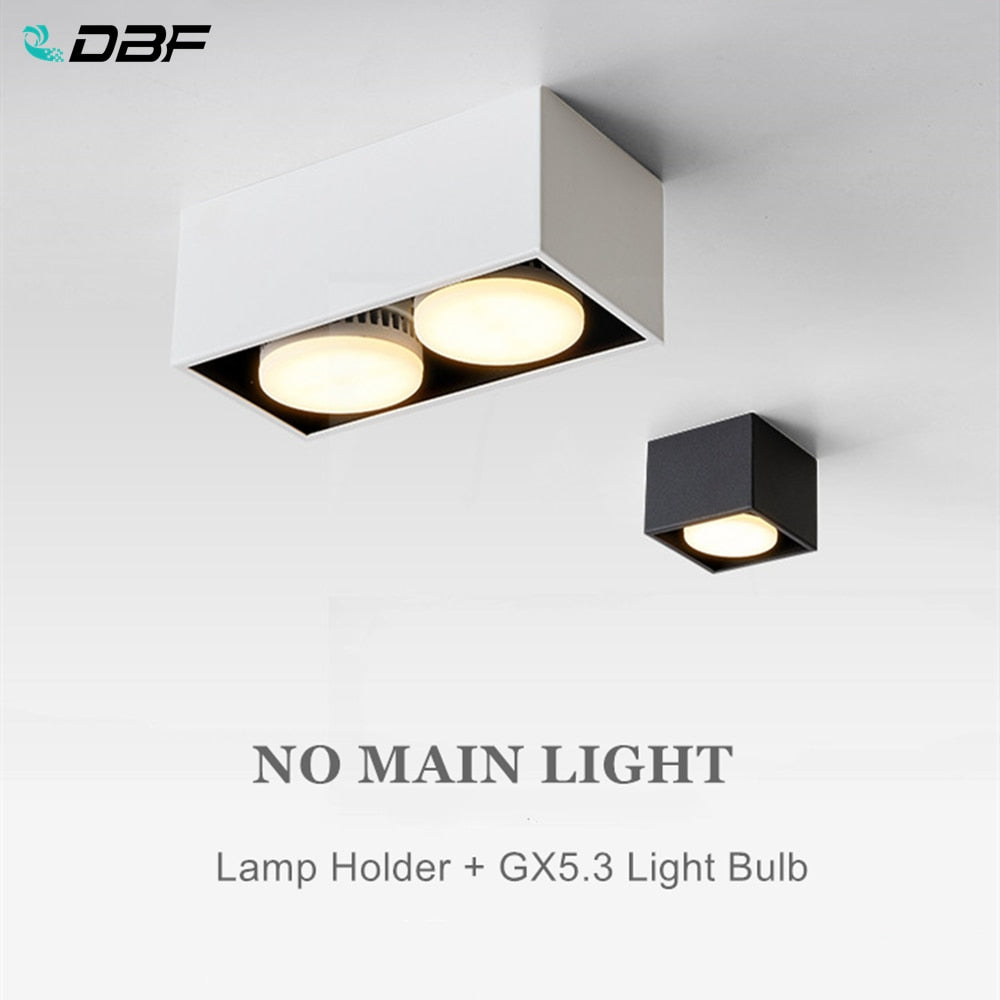 DBF Angle Adjustable 1 / 2 Heads Surface Mounted Downlight Holder with GX5.3 Bulb for Living room Bedroom TV Background Indoor Spot