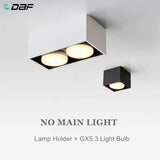 DBF Angle Adjustable 1 / 2 Heads Surface Mounted Downlight Holder with GX5.3 Bulb for Living room Bedroom TV Background Indoor Spot