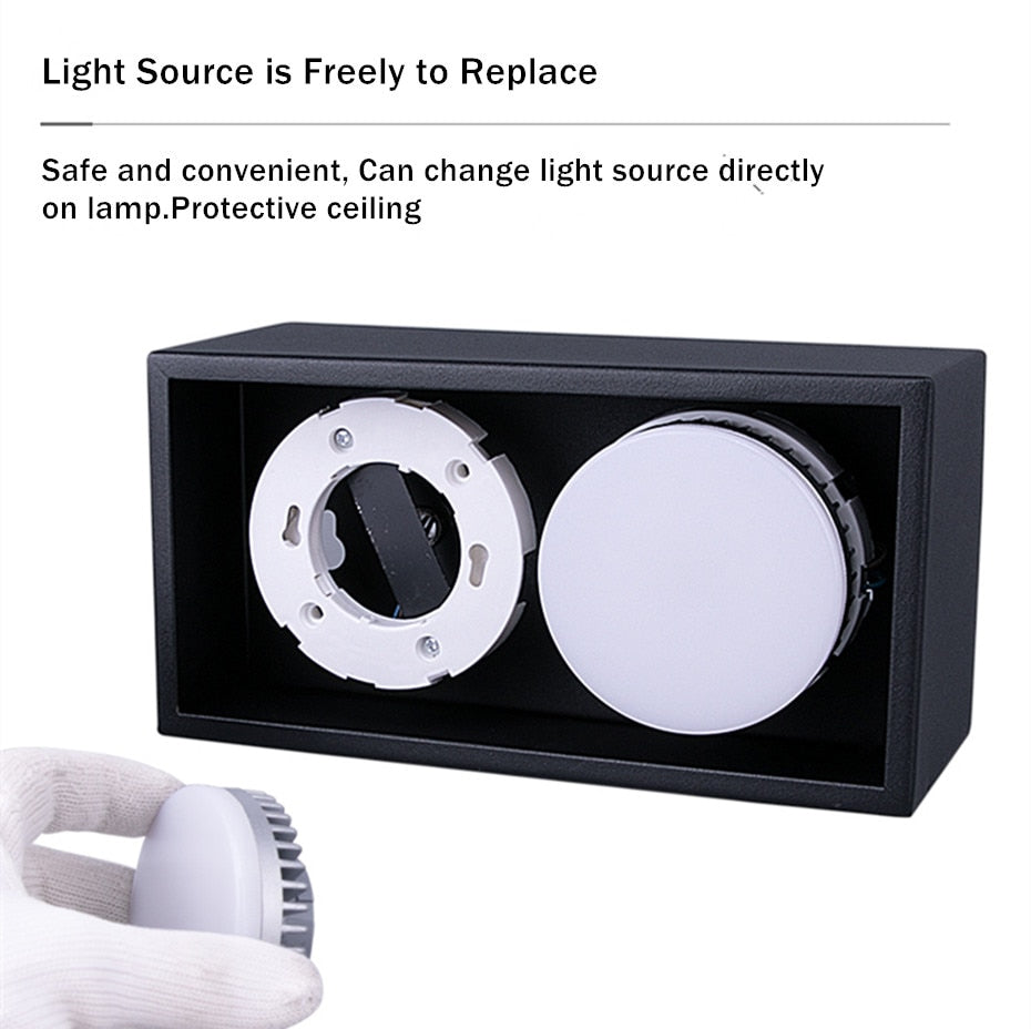 DBF Angle Adjustable 1 / 2 Heads Surface Mounted Downlight Holder with GX5.3 Bulb for Living room Bedroom TV Background Indoor Spot