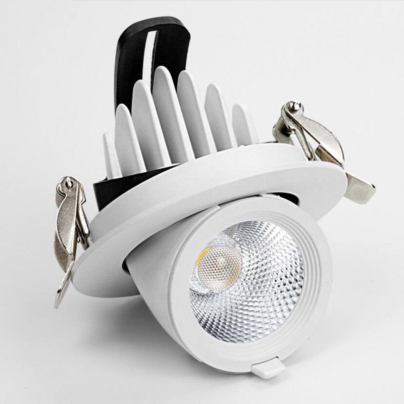 Dimmable Embedded Retractable LED Downlights 10W 20W 30W AC85-265V Adjustable 360° COB LED Ceiling Spot Lights Indoor Lighting
