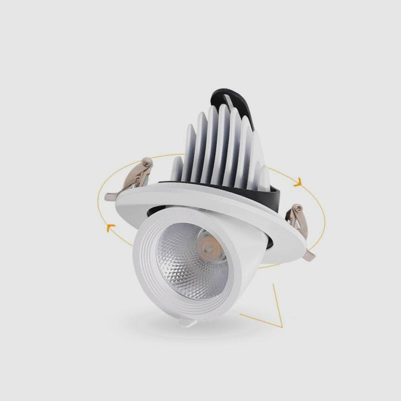Dimmable Embedded Retractable LED Downlights 10W 20W 30W AC85-265V Adjustable 360° COB LED Ceiling Spot Lights Indoor Lighting