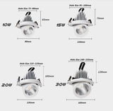 Dimmable Embedded Retractable LED Downlights 10W 20W 30W AC85-265V Adjustable 360° COB LED Ceiling Spot Lights Indoor Lighting