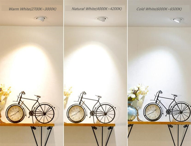 Dimmable Embedded Retractable LED Downlights 10W 20W 30W AC85-265V Adjustable 360° COB LED Ceiling Spot Lights Indoor Lighting