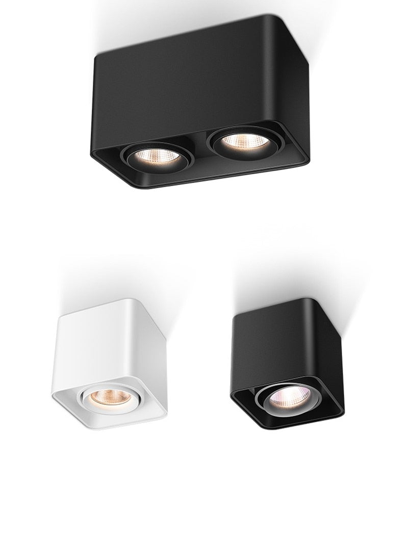 Square COB LED dimmable Downlights 10W/15W/20W/30W Surface Mounted LED Ceiling Lamps Spot Light LED Downlights AC85V-265V