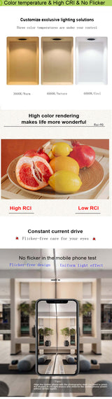 LED Anti-glare Downlight Narrow Frame Embedded Home Without Main Light Nordic Living Room Aisle Three-color Ceiling Downlight