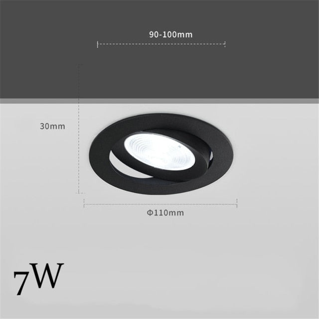 Spotlight Embedded 5W 7W 12W LED Indoor Ceiling Light Modern Bedroom Living Room Downlight Adjustable Angle Lighting Spotlight