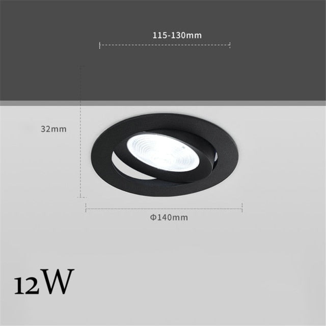 Spotlight Embedded 5W 7W 12W LED Indoor Ceiling Light Modern Bedroom Living Room Downlight Adjustable Angle Lighting Spotlight
