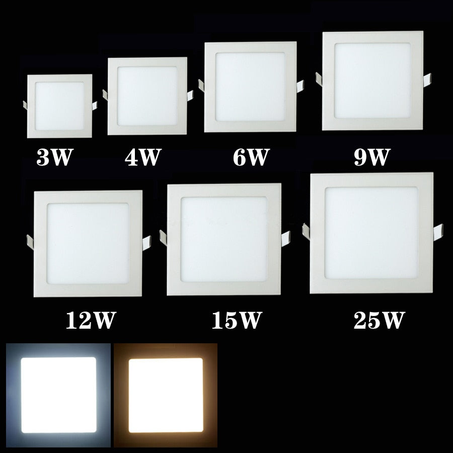 Square LED Panel Light Warm White/White/Cold White 3w 4w 6w 9w 12w 15w 25w Recessed LED Ceiling Downlight light
