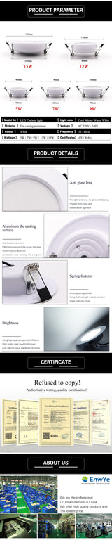 Downlight Indoor Light Ceiling Light Canister Light Recessed Lamp 5W 7W 9W 12W 15W Ultra-bright Round 220V-240V Spotlight 10PCS