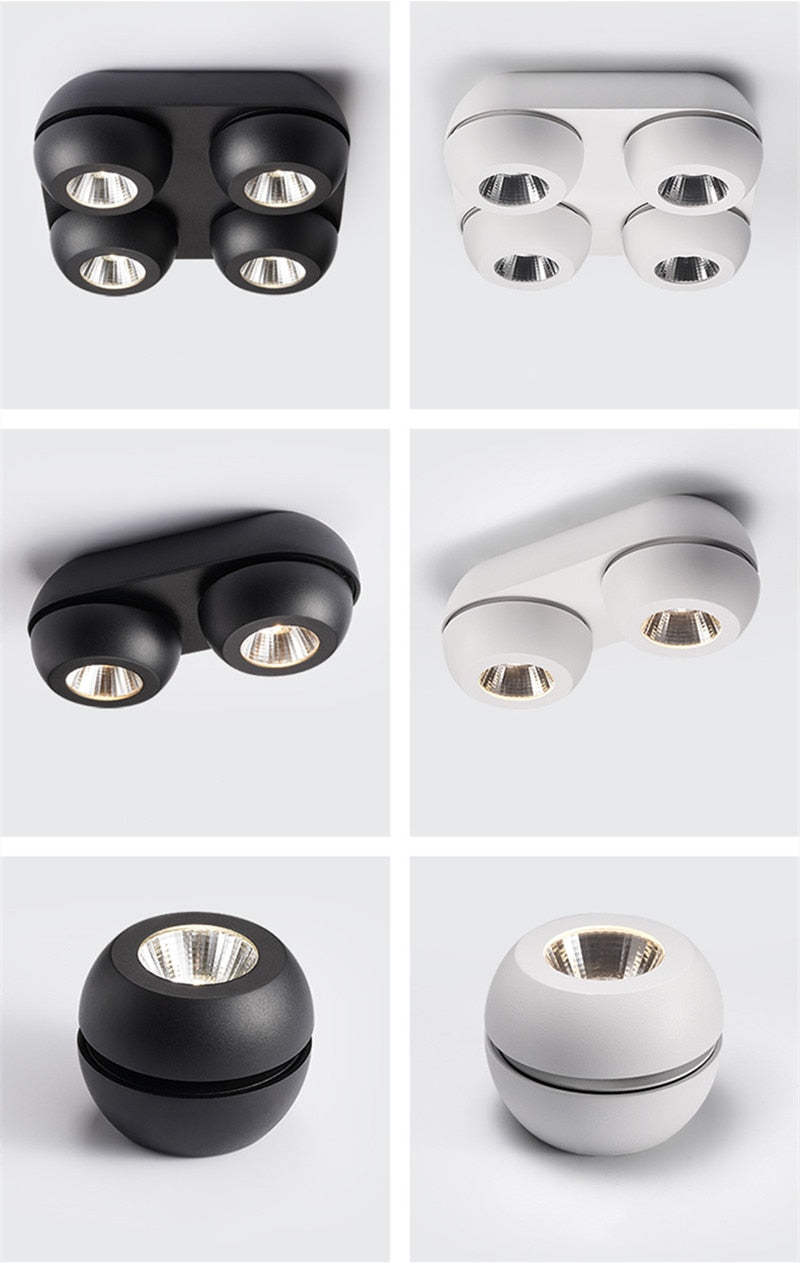 Surface mounted LED Ceiling Lamp 10W 20W 40W Dimmable 110 220V COB Downlight 360° Adjustable Spotlight For Indoor Lighting