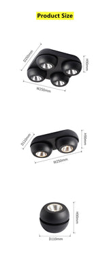 Surface mounted LED Ceiling Lamp 10W 20W 40W Dimmable 110 220V COB Downlight 360° Adjustable Spotlight For Indoor Lighting