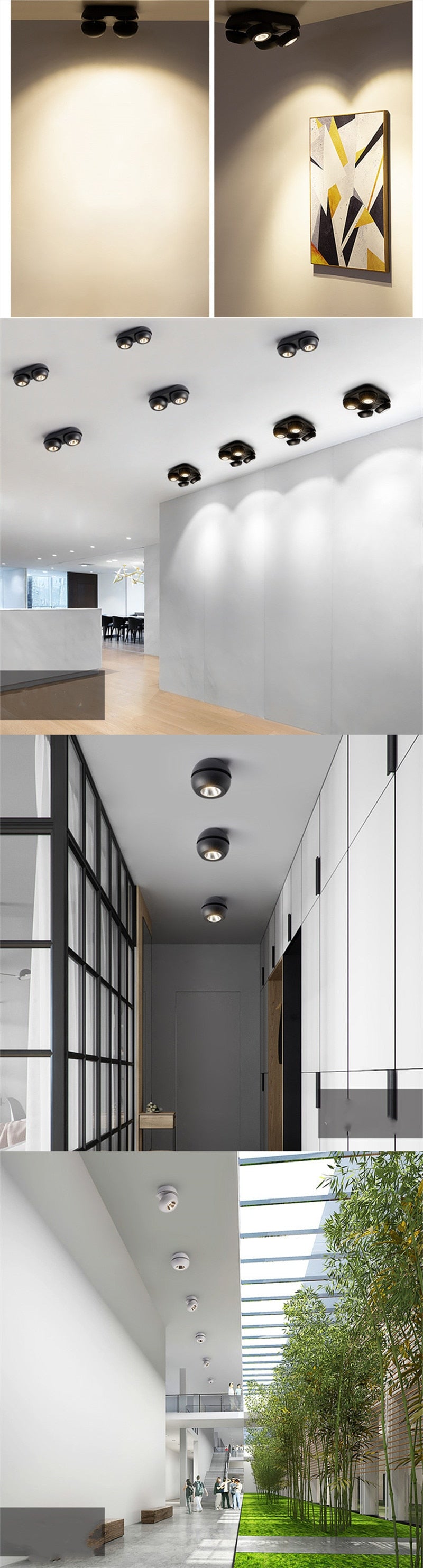 Surface mounted LED Ceiling Lamp 10W 20W 40W Dimmable 110 220V COB Downlight 360° Adjustable Spotlight For Indoor Lighting