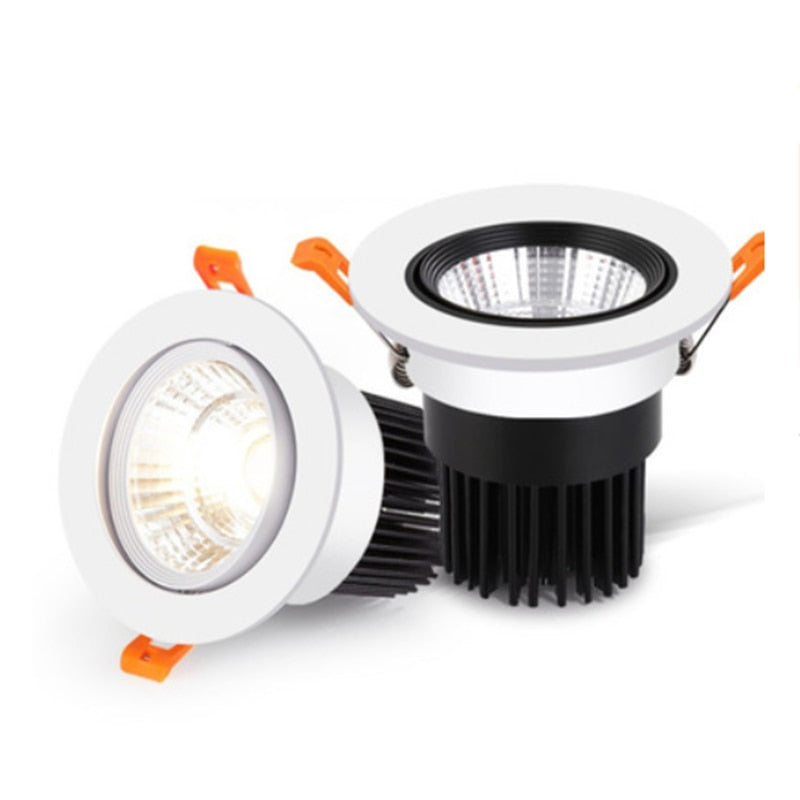 Round Dimmable Recessed COB LED Downlights 5W 7W 9W 12W 15W LED Ceiling Spot Lights AC85~265V LED Ceiling Lamps Indoor Lighting