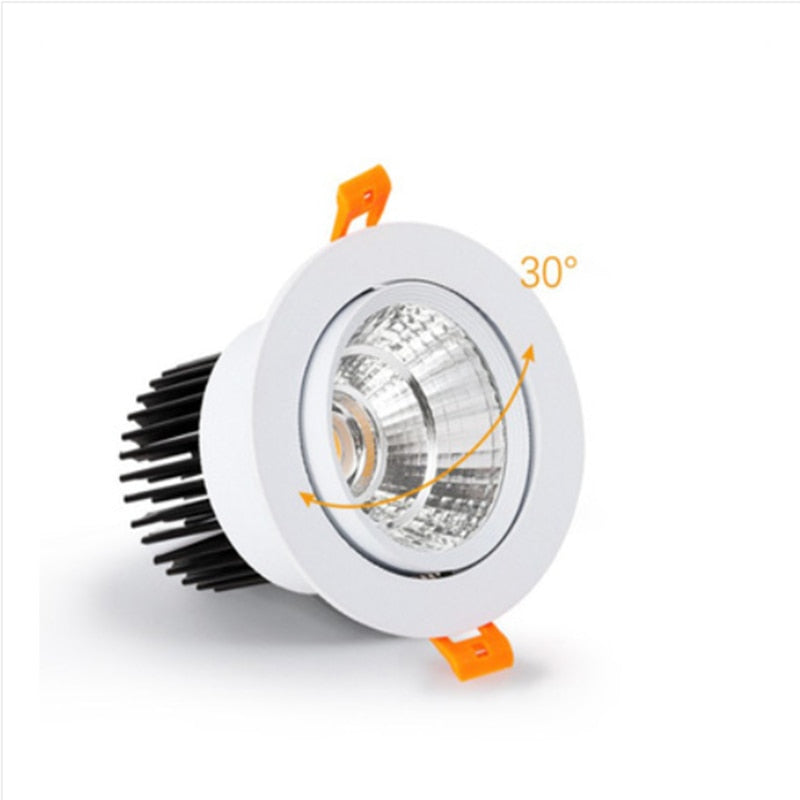 Round Dimmable Recessed COB LED Downlights 5W 7W 9W 12W 15W LED Ceiling Spot Lights AC85~265V LED Ceiling Lamps Indoor Lighting