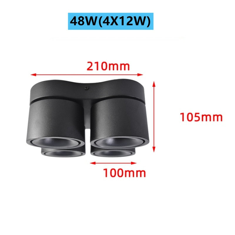 Dimmable Folding Rotating 360° Downlights 14W 21W 28W COB Square Superimposed Led Ceiling Light 85~265V For Living Room Lighting