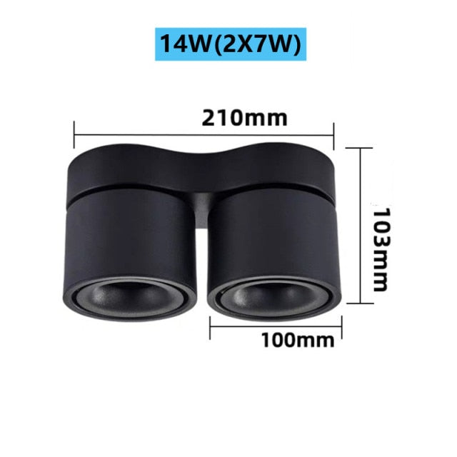 Dimmable Folding Rotating 360° Downlights 14W 21W 28W COB Square Superimposed Led Ceiling Light 85~265V For Living Room Lighting