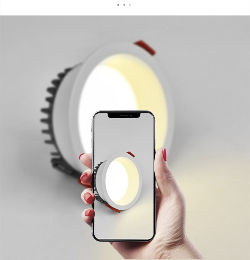 CCT Change color tempe AC85~265V embedded anti-glare LED downlight 7W/9W/12W/15W LED ceiling spotlight backlight indoor lighting