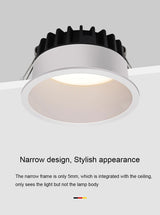 LED anti-glare downlight narrow frame embedded home without main light Nordic living room aisle three-color ceiling downlight