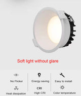 LED anti-glare downlight narrow frame embedded home without main light Nordic living room aisle three-color ceiling downlight
