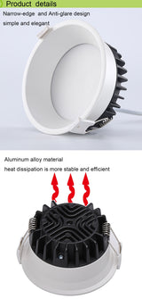 LED anti-glare downlight narrow frame embedded home without main light Nordic living room aisle three-color ceiling downlight