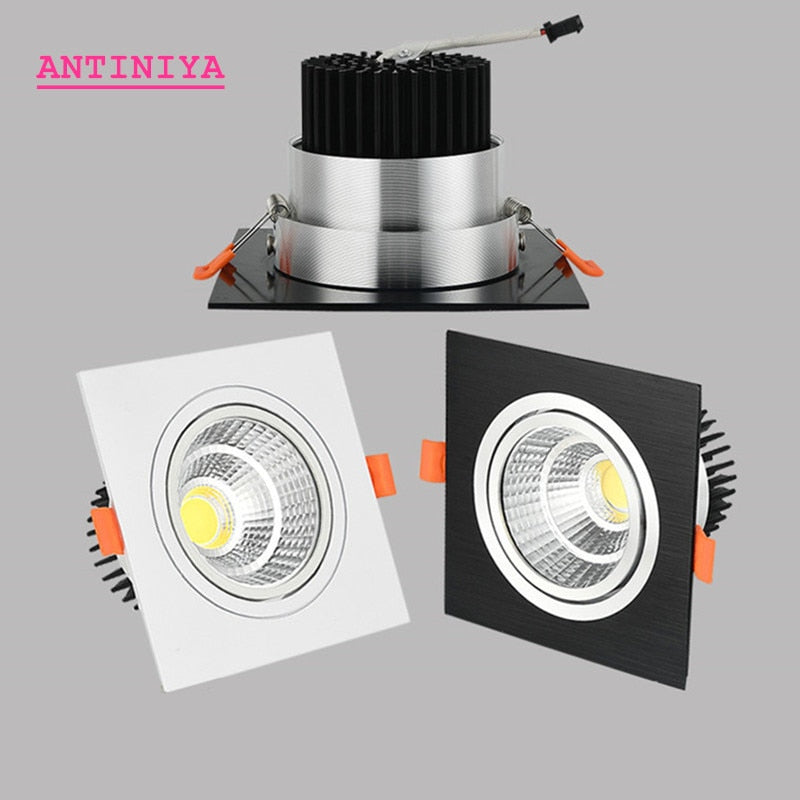 Dimmable Recessed LED Downlights 7W 9W 12W Epistar Chip COB Ceiling Spot Lights AC85~265V Background Lamps Indoor Lighting