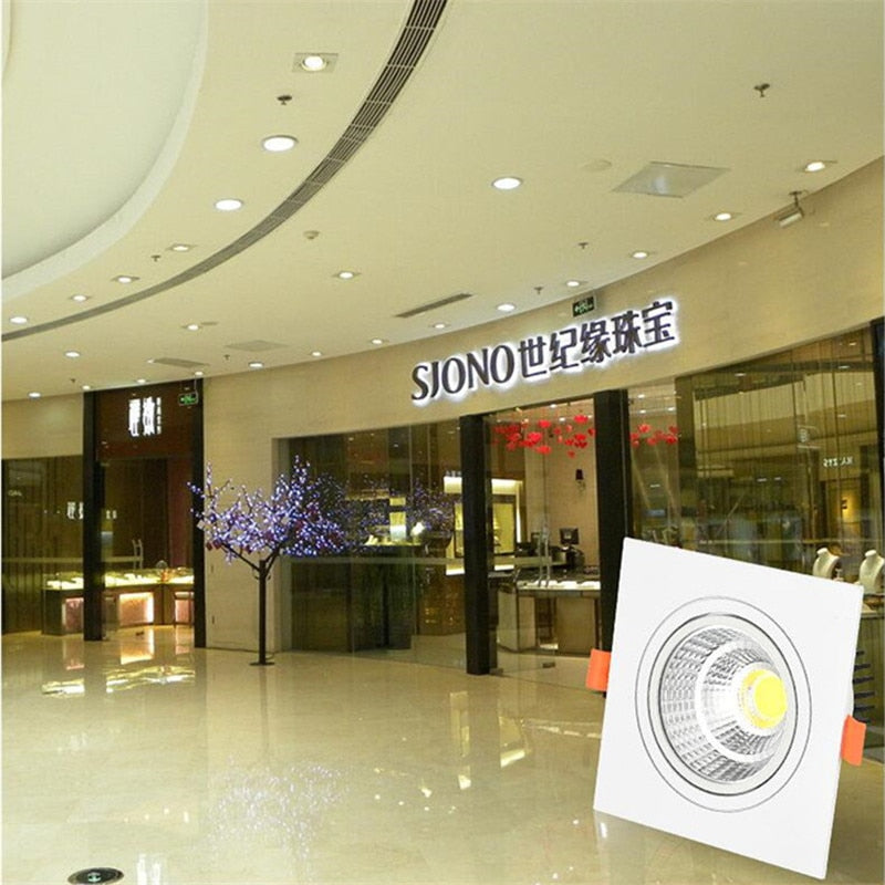 Dimmable Recessed LED Downlights 7W 9W 12W Epistar Chip COB Ceiling Spot Lights AC85~265V Background Lamps Indoor Lighting