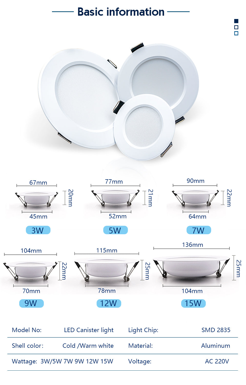 Ceiling Lamp LED Downlight 3W 5W 7W 9W 12W 15W 6pcs Round LED Blub AC 220V 240V Indoor Lighting Recessed LED Ceiling Light