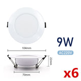 Ceiling Lamp LED Downlight 3W 5W 7W 9W 12W 15W 6pcs Round LED Blub AC 220V 240V Indoor Lighting Recessed LED Ceiling Light