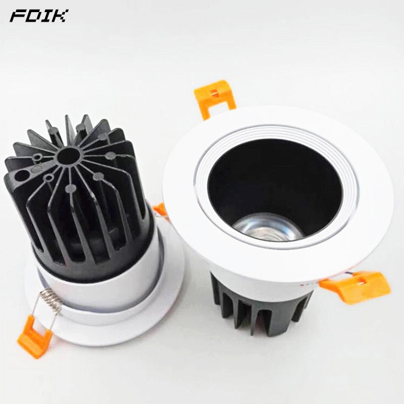 Anti Glare Dimmable Recessed COB LED Downlights 7W/9W/12W LED Ceiling Spot Lights AC85~265V LED Ceiling Lamps Indoor Lighting