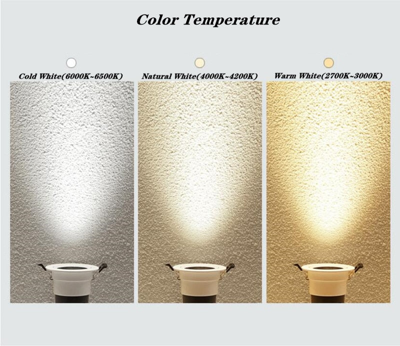 Anti Glare Dimmable Recessed COB LED Downlights 7W/9W/12W LED Ceiling Spot Lights AC85~265V LED Ceiling Lamps Indoor Lighting