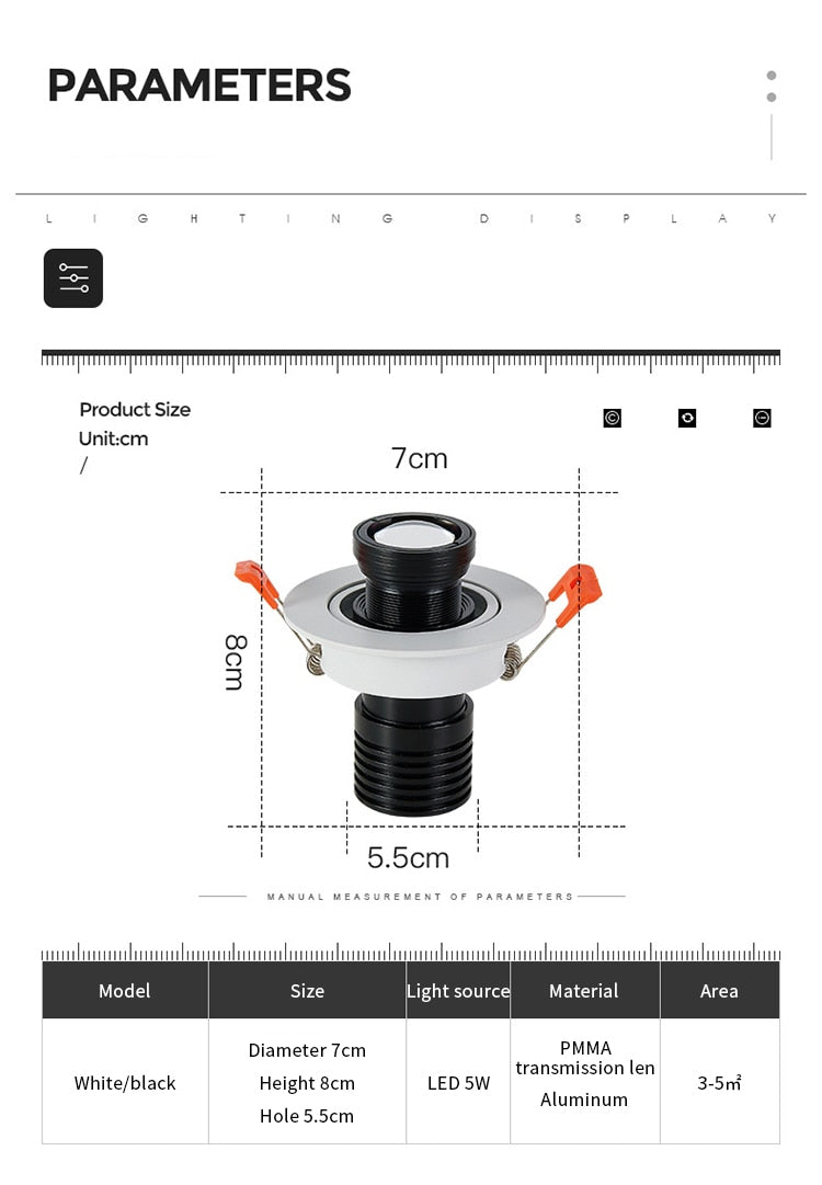 LED Downlight Projection Spotlight Led Ceiling Lamp Recessed Surface Mounted Rotatable Indoor Spot Light For Mall Bar Home Decor