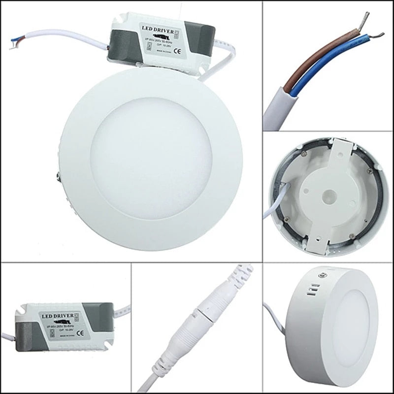 Square LED Panel Light 9W 15W 25W Round Downlight AC85-265V LED Surface Ceiling Lamp For Kitchen Lighting