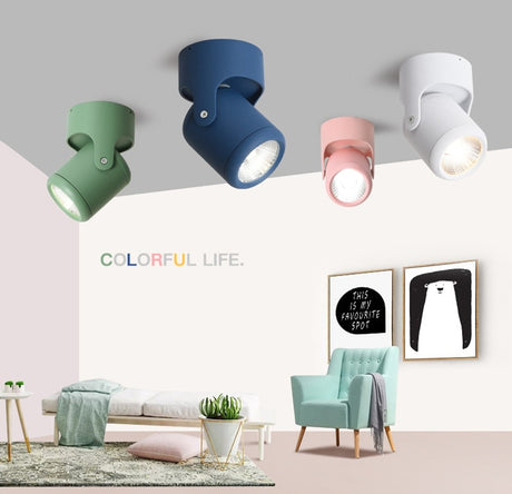 Rotatable Surface Mounted LED Downlight 7W 12W COB Spotlight 6 Colors Home Decoration Ceiling Light For Indoor lighting