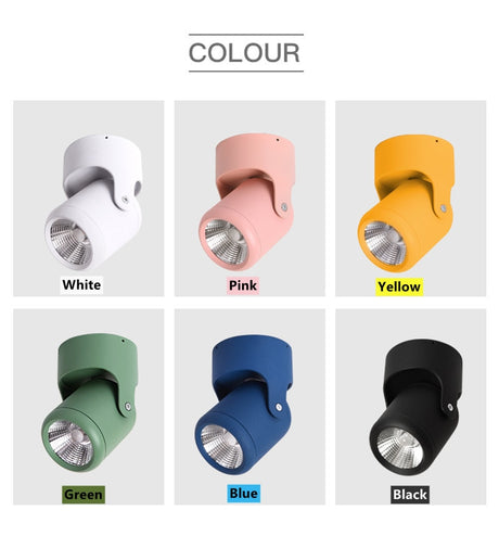 Rotatable Surface Mounted LED Downlight 7W 12W COB Spotlight 6 Colors Home Decoration Ceiling Light For Indoor lighting