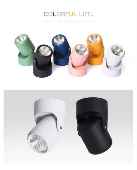 Rotatable Surface Mounted LED Downlight 7W 12W COB Spotlight 6 Colors Home Decoration Ceiling Light For Indoor lighting