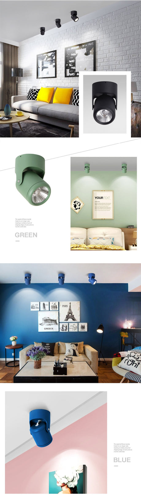 Rotatable Surface Mounted LED Downlight 7W 12W COB Spotlight 6 Colors Home Decoration Ceiling Light For Indoor lighting