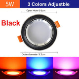Led Downlight Red Blue Pink Three-tone Light 12 Packs 220V 5W Downlight Embedded Living Room Aisle Household Ceiling Light