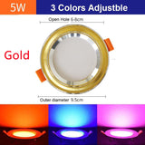 Led Downlight Red Blue Pink Three-tone Light 12 Packs 220V 5W Downlight Embedded Living Room Aisle Household Ceiling Light