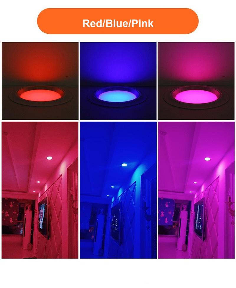 Led Downlight Red Blue Pink Three-tone Light 12 Packs 220V 5W Downlight Embedded Living Room Aisle Household Ceiling Light